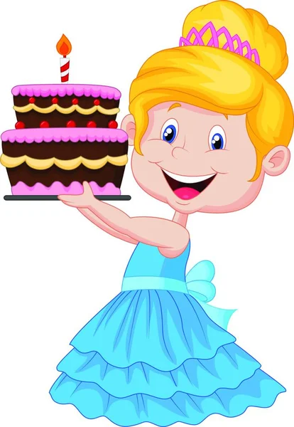 Dziewczynka Tortem Urodzinowym — Wektor stockowy