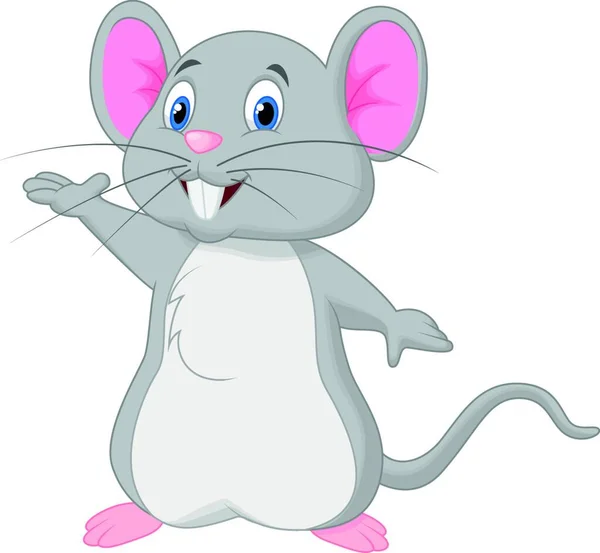 かわいいマウス漫画の手を振って — ストックベクタ