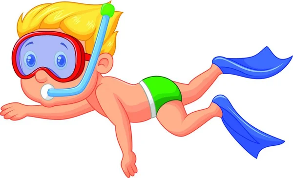 Ilustración Niño Traje Baño Con Snorkel — Archivo Imágenes Vectoriales