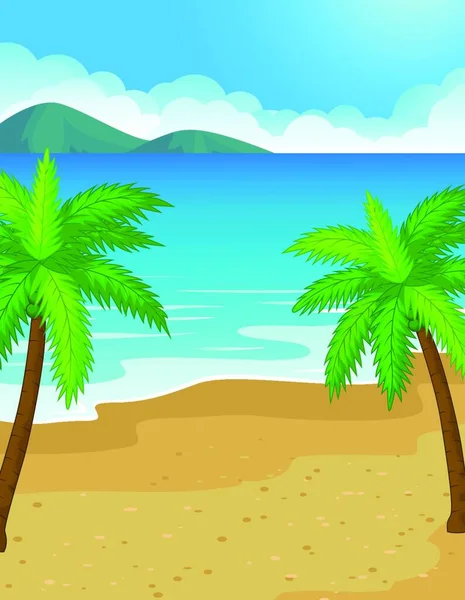 Beach Bakgrund Med Kokosnötsträd — Stock vektor