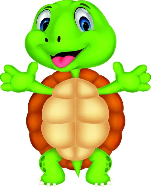 Schattige Schildpad Cartoon Poseren — Stockvector