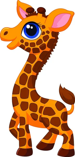 Şirin Bebek Zürafa Karikatür — Stok Vektör