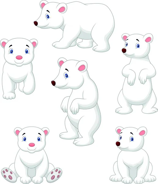Niedliche Eisbär Zeichentricksammlung — Stockvektor