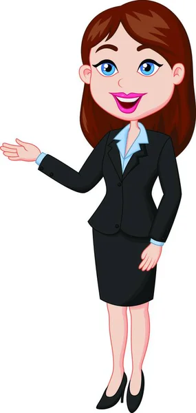 Mujer Negocios Sonriente Presentando — Vector de stock