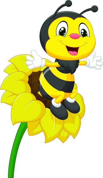 Μέλισσα Χαρακτήρα Στο Λουλούδι — Διανυσματικό Αρχείο