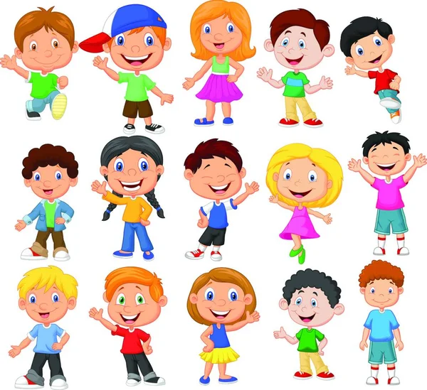 Happy Kids Collezione Cartoni Animati — Vettoriale Stock