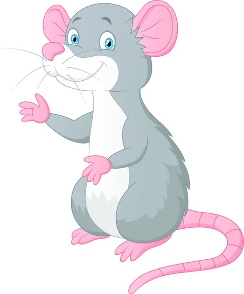 Carino Cartone Animato Del Mouse Che Presenta — Vettoriale Stock