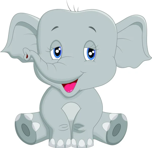 Bonito Bebê Elefante Desenhos Animados — Vetor de Stock