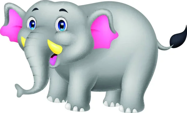 Cartone Animato Ippopotamo Carino Con Grande Elefante Illustrazione — Vettoriale Stock