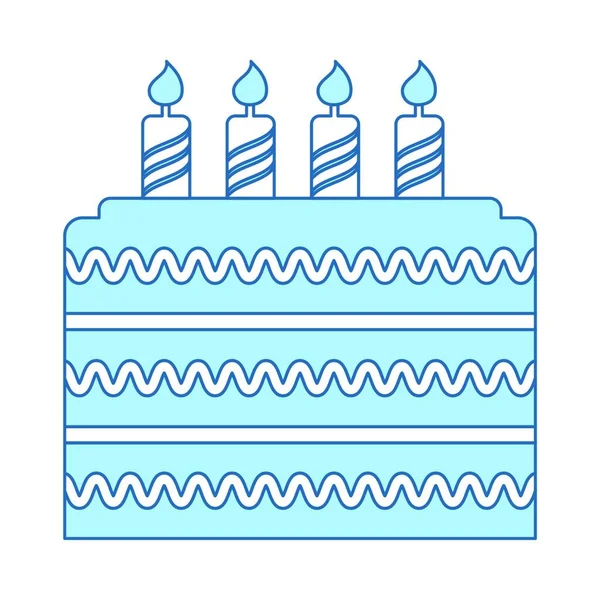 党的蛋糕图标 蓝色填充设计的细线 病媒图解 — 图库矢量图片