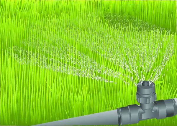 Groen Gras Met Een Druppel Water — Stockvector