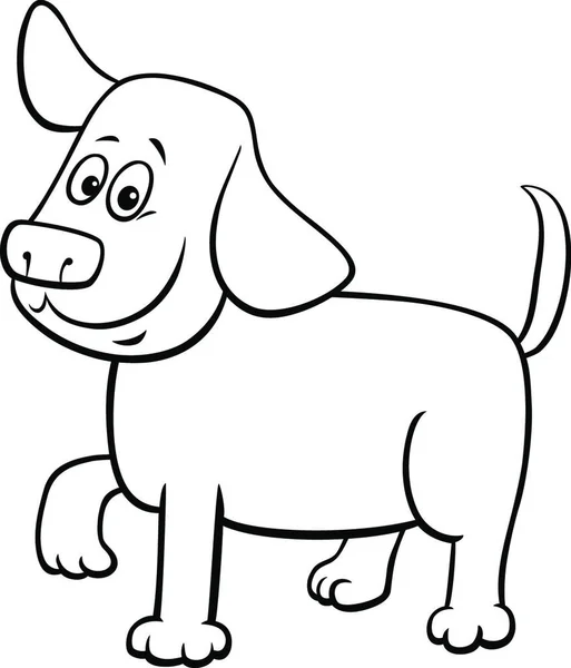 Czarno Biała Kreskówka Ilustracja Zabawny Szczeniak Pies Komiks Znak Zwierzęcy — Wektor stockowy