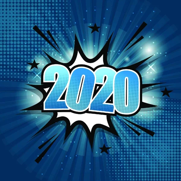 2020年蓝色背景漫画文字语音泡沫 股票矢量 — 图库矢量图片
