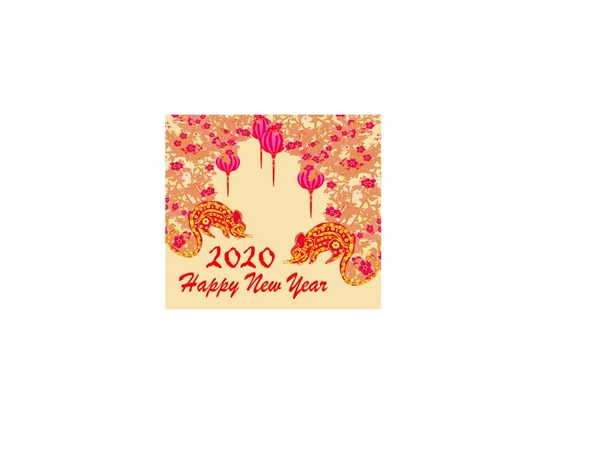幸せな中国の新年2020 ラットの年 — ストックベクタ
