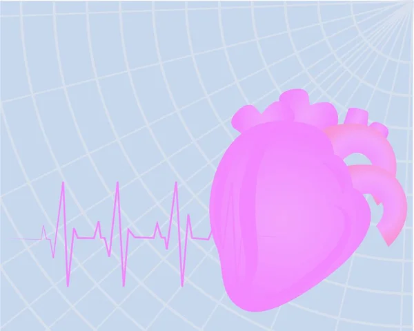 心臓がドキドキ 医療のベクトル図を描くカラフルな心電図 — ストックベクタ
