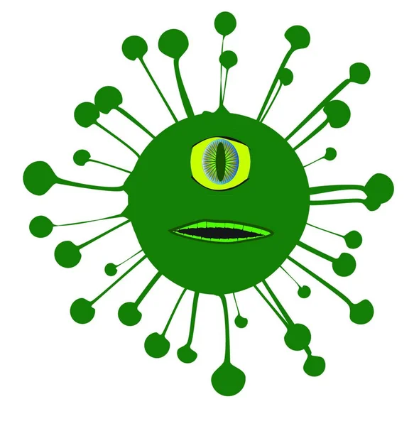歯と大きな目を持つウイルス感染の塊はすべて白い背景に隔離されています — ストックベクタ