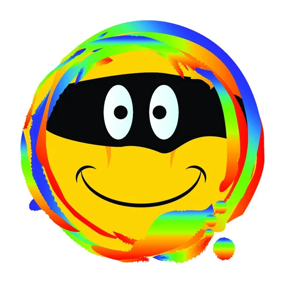 Cara Sonriente Emoji Con Botón Web Máscara Bandido Arco Iris — Archivo Imágenes Vectoriales
