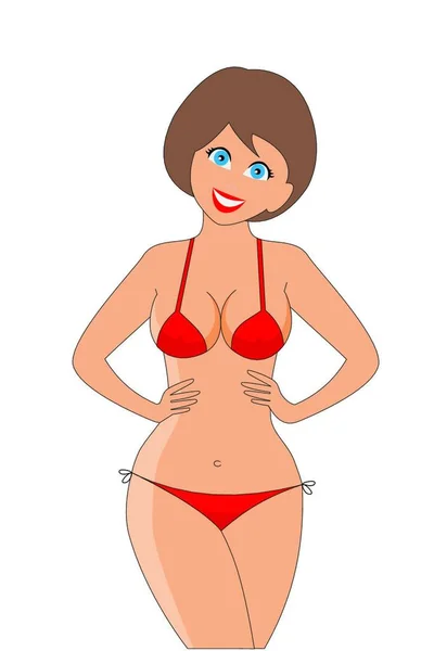 Femme Sexy Bikini Sur Fond Blanc — Image vectorielle