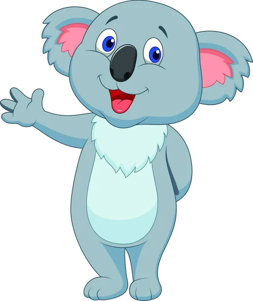 Χαριτωμένο Koala Κινουμένων Σχεδίων Κουνώντας Χέρι — Διανυσματικό Αρχείο