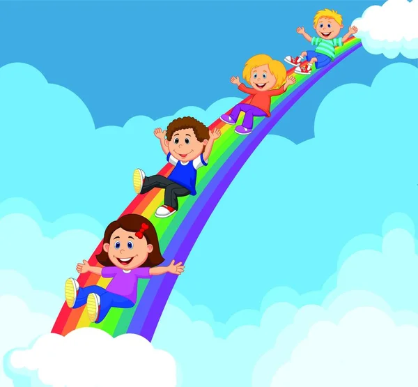 儿童滑落彩虹的图解 — 图库矢量图片