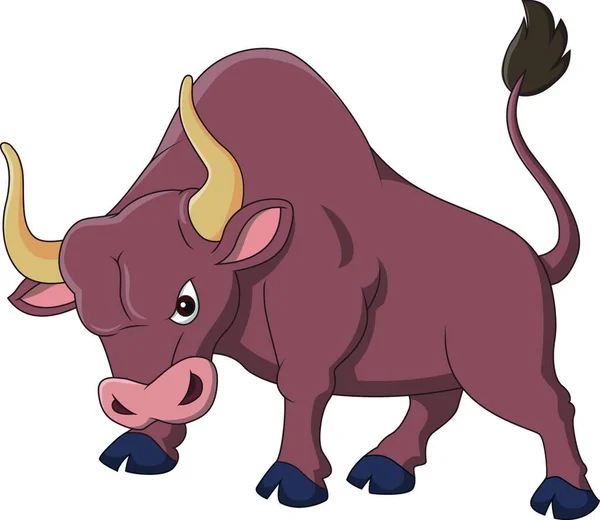 被白色背景隔离的愤怒的公牛漫画 — 图库矢量图片