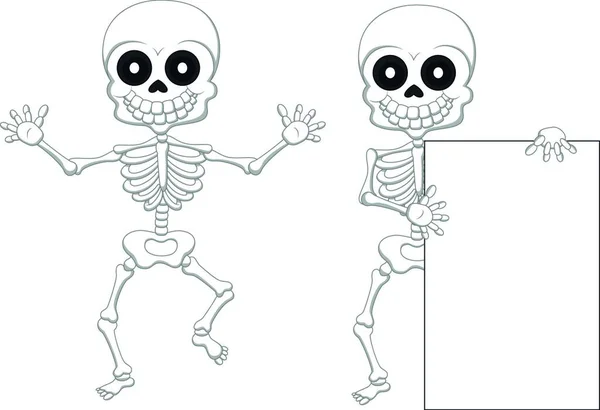 Beyaz Arkaplanda Izole Edilmiş Komik Iskelet Karikatürü — Stok Vektör