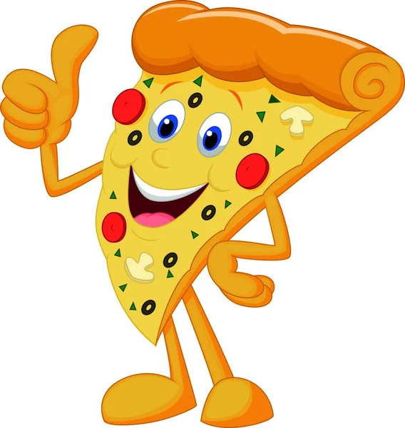 Pizza Tecknad Isolerad Vit Bakgrund — Stock vektor