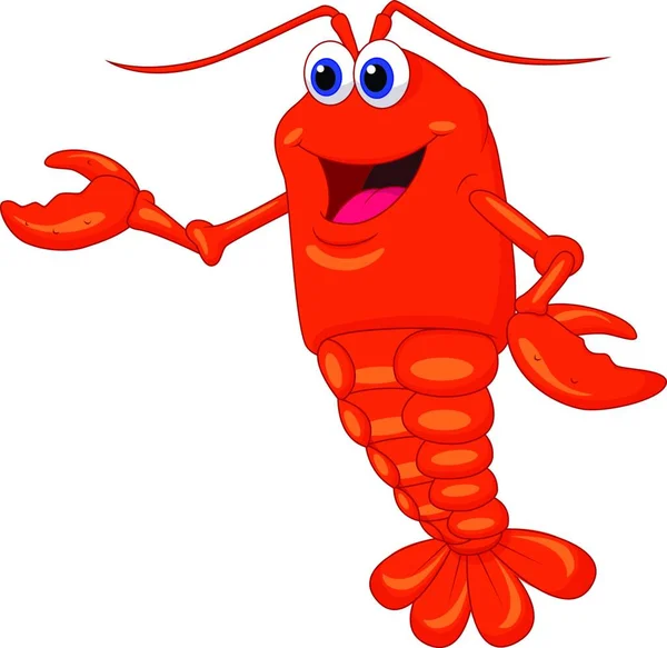 Cute Lobster Cartoon Isolated White Background — Stock Vector