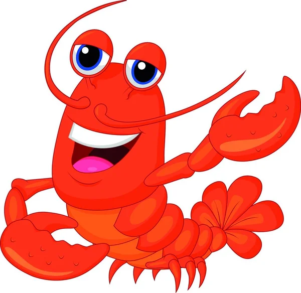 Cute Lobster Cartoon Waving — Stock Vector