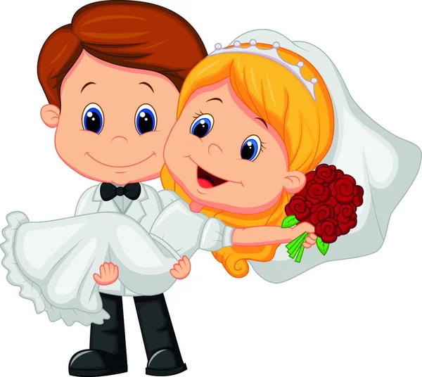 Illustration Von Kindern Beim Braut Und Bräutigam — Stockvektor