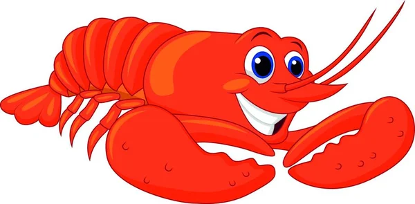 Cute Lobster Cartoon Isolated White Background — Stock Vector