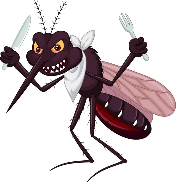 Mosquito Dibujos Animados Listo Para Comer — Vector de stock