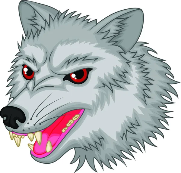 Personagem Desenho Animado Lobo Irritado — Vetor de Stock