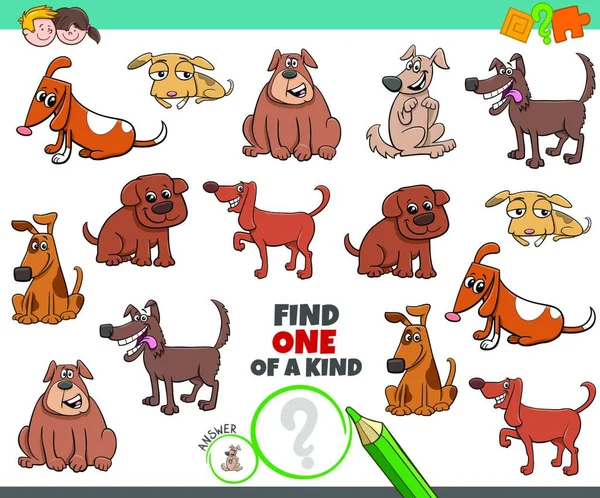 Ilustración Dibujos Animados Encontrar Número Los Perros Con Una Imagen — Vector de stock