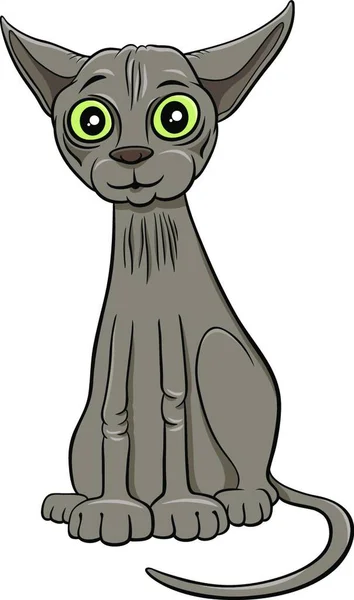 Cartoon Illustration Sphynx Purebred Cat Comic Animal Character — 스톡 벡터