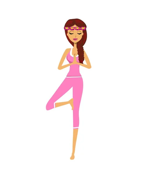 Schöne Frau Traditioneller Yoga Pose Isolierter Charakter — Stockvektor