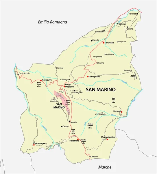 Harta Rutieră Republicii San Marino — Vector de stoc
