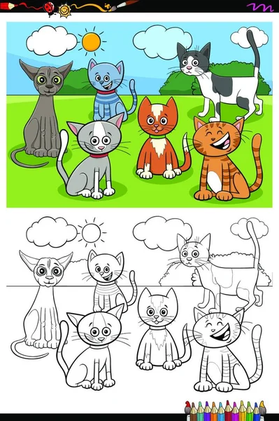 Desenhos Animados Preto Branco Ilustração Personagens Quadrinhos Gatos  Definir Página imagem vetorial de PantherMediaSeller© 505473940