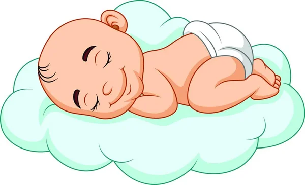 Dibujos Animados Bebé Durmiendo Una Nube — Vector de stock