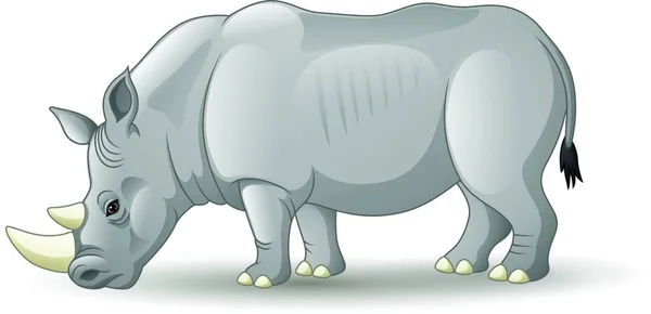 在白色背景下孤立的非洲犀牛卡通 — 图库矢量图片