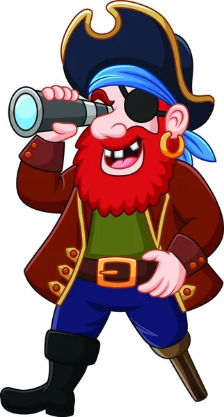 双眼鏡でみる漫画海賊 — ストックベクタ