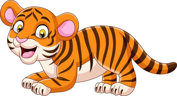 Cartoon Funny Baby Tiger — Stock Vector