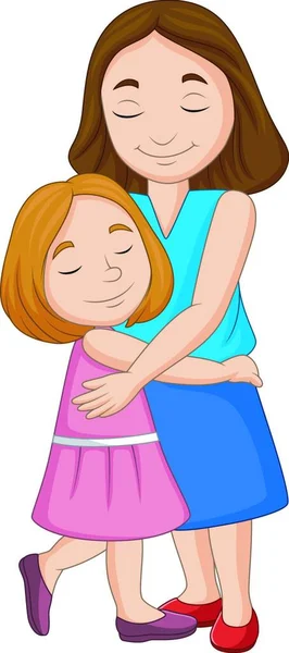 抱き合う母と娘のイラスト — ストックベクタ
