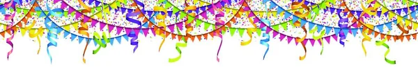 Naadloze Gekleurde Confetti Slingers Slingers Witte Achtergrond Voor Feest Carnaval — Stockvector