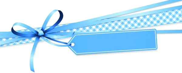 基于白色背景的蓝色彩带领结和礼物带的Eps 10矢量图解 — 图库矢量图片
