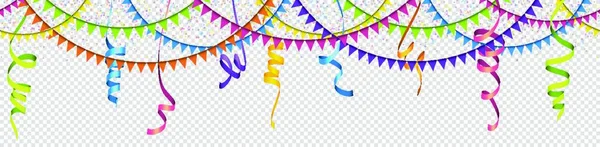 Ilustración Vectorial Confeti Colores Sin Costura Guirnaldas Serpentinas Sobre Fondo — Vector de stock