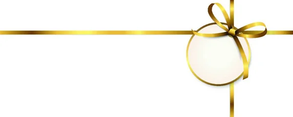 Eps Ilustração Vetorial Arco Fita Colorida Dourada Com Tag Pendurada — Vetor de Stock