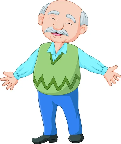 Cartoon Glücklicher Älterer Mann — Stockvektor