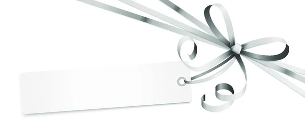 Eps銀色リボン弓と白い背景に隔離されたペンダントとギフトバンドの10ベクトルイラスト — ストックベクタ