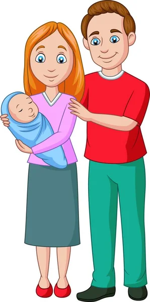 Ilustrație Unei Familii Fericite Fiica — Vector de stoc